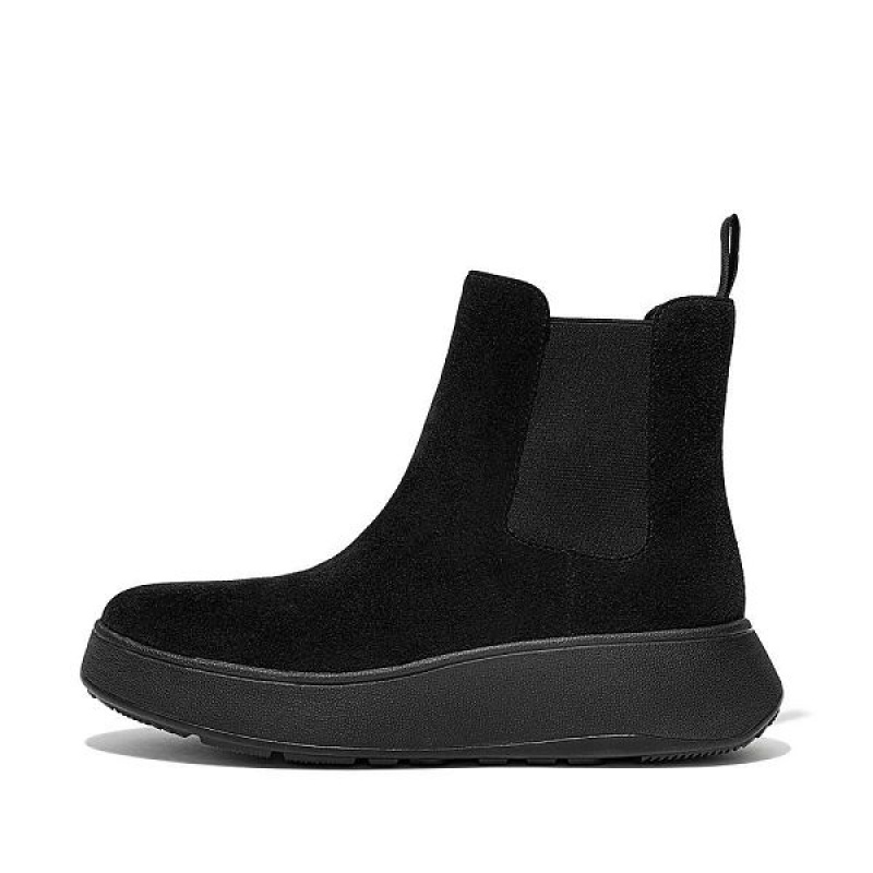 FitFlop F-Mode Suede Flatform Women\'s Chelsea Boots Black | 173RAMVGF