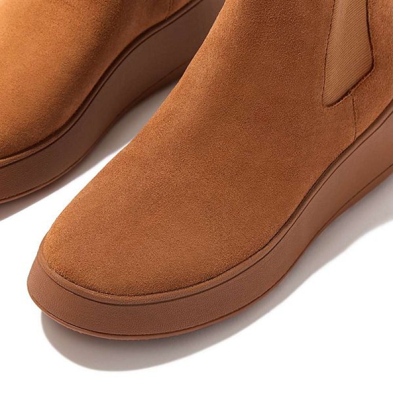 FitFlop F-Mode Suede Flatform Women's Chelsea Boots Light Brown | 937SFXOHA