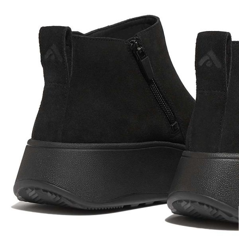 FitFlop F-Mode Suede Flatform Zip Women's Ankle Boots Black | 146DXTYGI