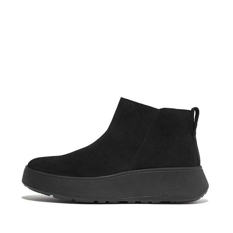 FitFlop F-Mode Suede Flatform Zip Women\'s Ankle Boots Black | 146DXTYGI