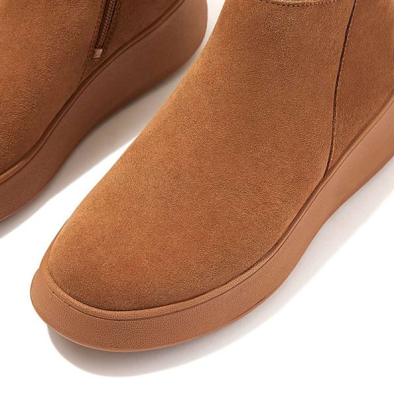 FitFlop F-Mode Suede Flatform Zip Women's Ankle Boots Light Brown | 168NIECDV