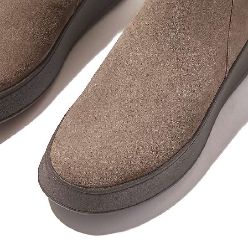 FitFlop F-Mode Suede Flatform Zip Women's Ankle Boots Grey | 983KWZMDB