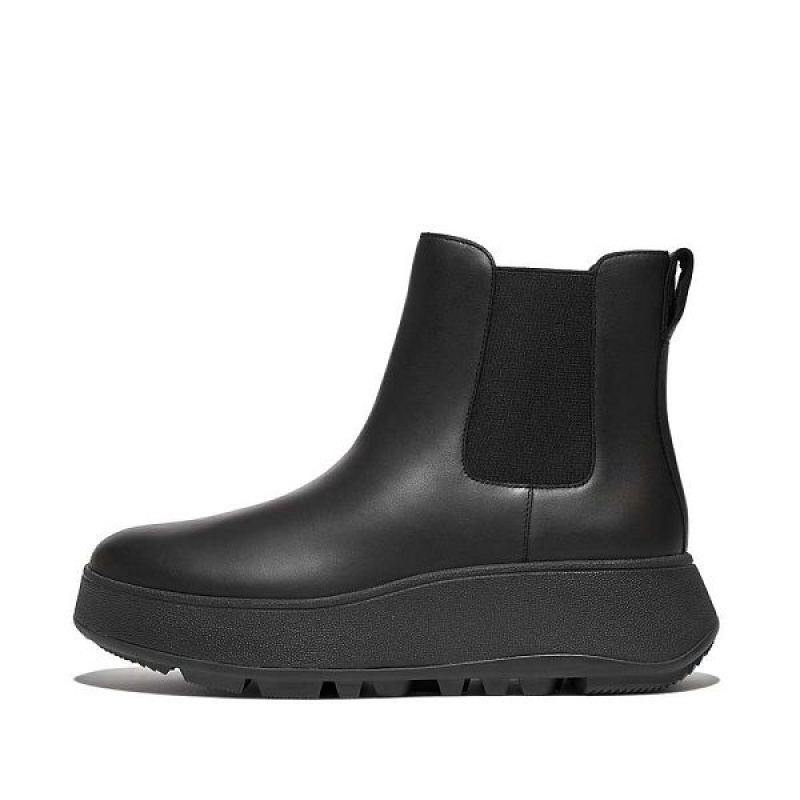 FitFlop F-Mode Waterproof Leather Flatform Women\'s Chelsea Boots Black | 974JXNIAC