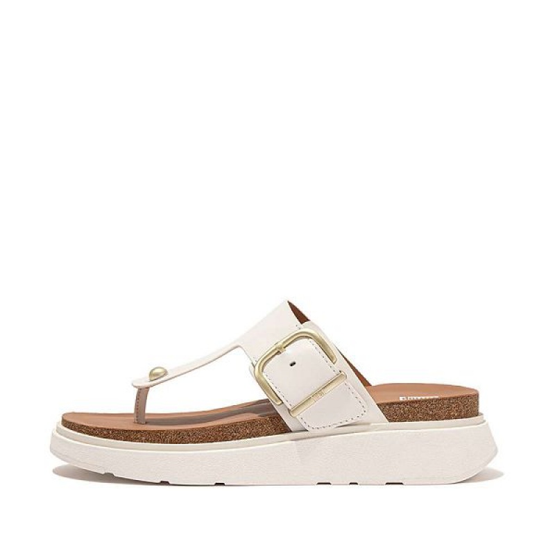 FitFlop Gen-Ff Buckle Leather Toe-Post Women\'s Sandals White | 847IJUHXV