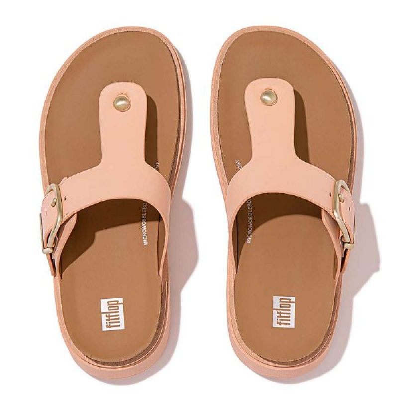 FitFlop Gen-Ff Buckle Leather Toe-Post Women's Sandals Brown / Coral | 847RZYECP