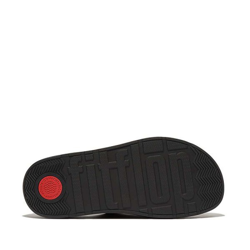 FitFlop Gen-Ff Buckle Two Bar Leather Men's Slides Black | 216GPXAUD