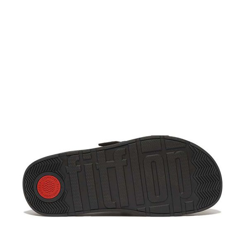 FitFlop Gen-Ff Buckle Two Bar Stripe Weave Women's Slides Black | 691YIMOHB