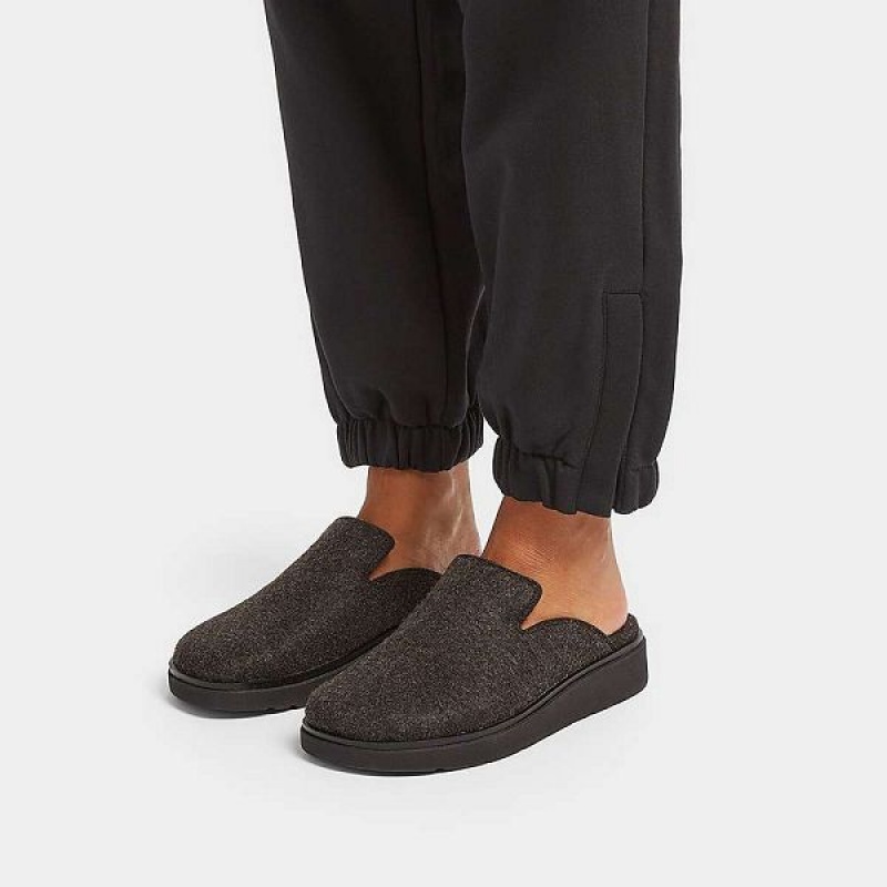 FitFlop Gen-Ff E01 Felt Women's Mules Black | 239DJPGVO