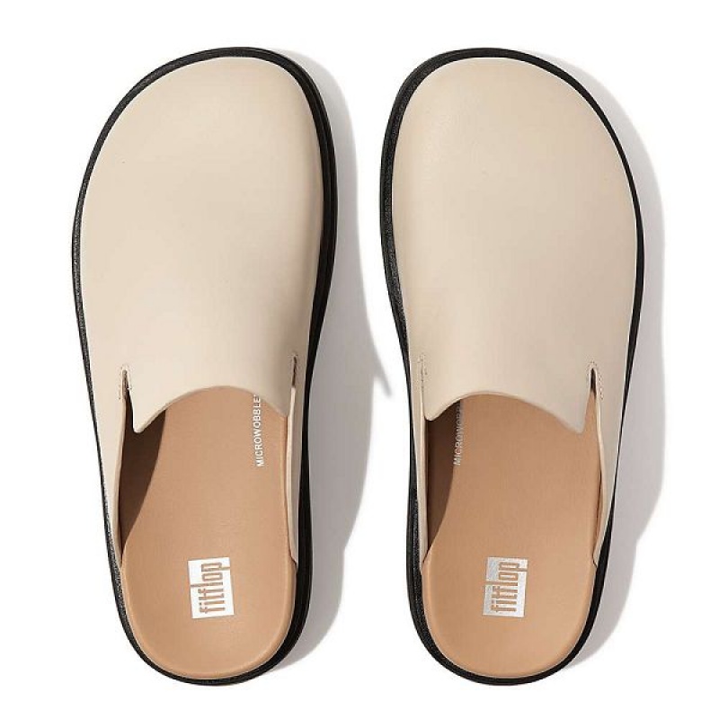 FitFlop Gen-Ff Leather Women's Mules Grey / Beige | 014ICBMVF