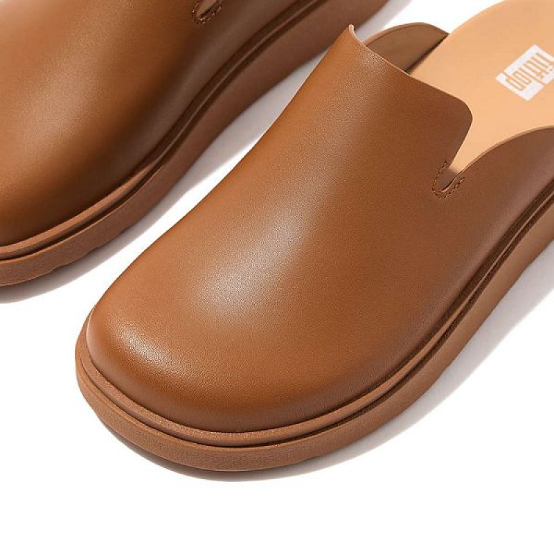 FitFlop Gen-Ff Leather Women's Mules Light Brown | 762WVDQXO