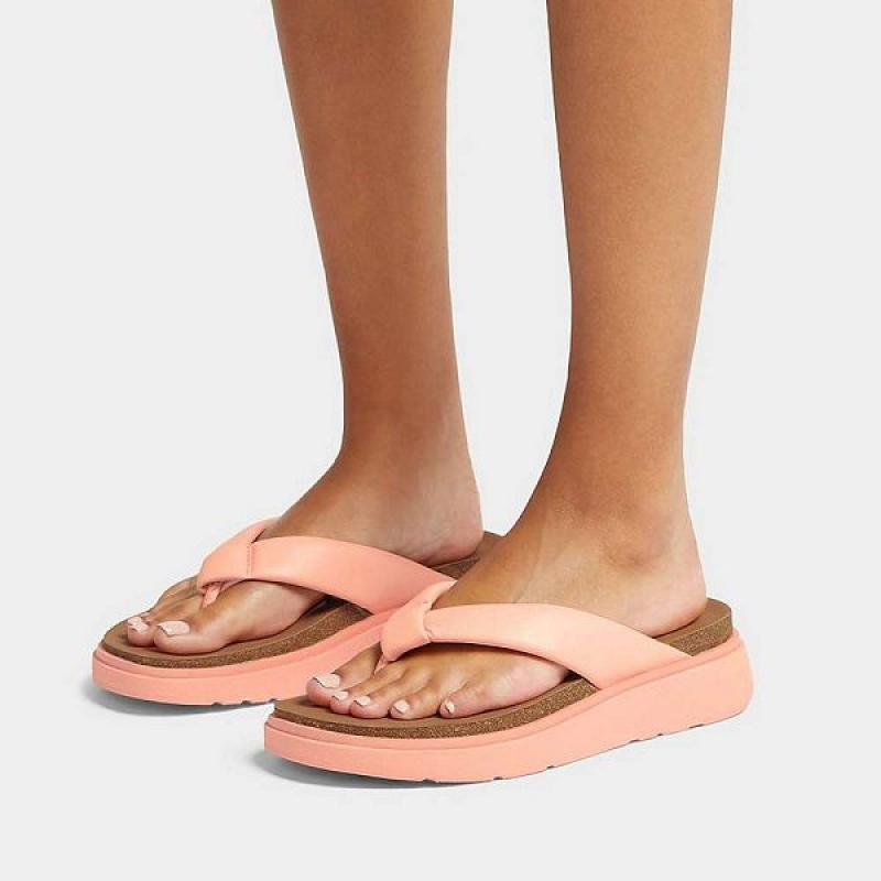 FitFlop Gen-Ff Padded Strap Leather Toe-Post Women's Sandals Brown / Coral | 096EINHYJ