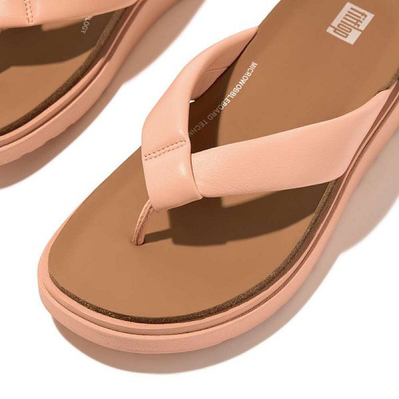 FitFlop Gen-Ff Padded Strap Leather Toe-Post Women's Sandals Brown / Coral | 096EINHYJ