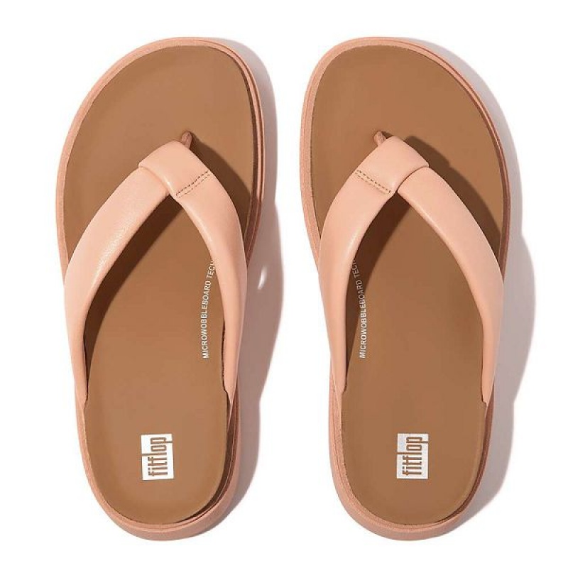 FitFlop Gen-Ff Padded Strap Leather Toe-Post Women's Sandals Brown / Coral | 096EINHYJ