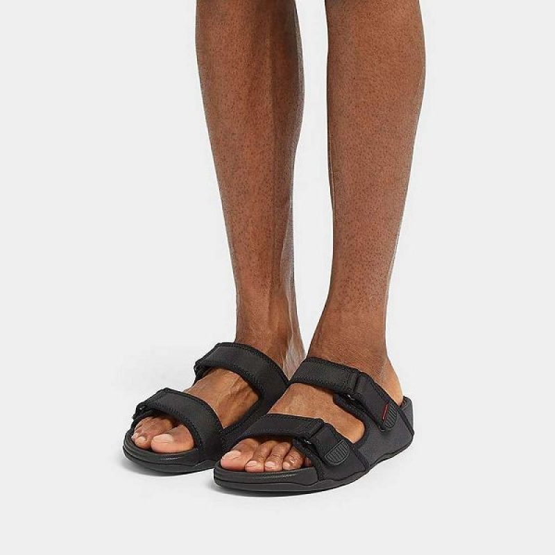 FitFlop Gogh-Moc Adjustable Water Resistant Men's Slides Black | 530PLODRG