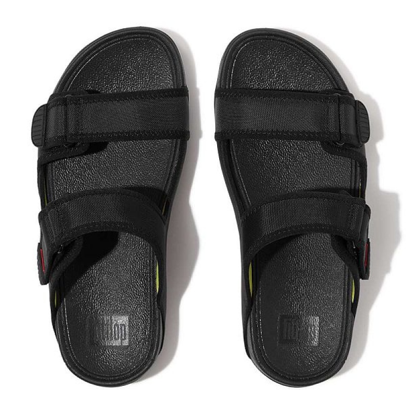 FitFlop Gogh-Moc Adjustable Water Resistant Men's Slides Black | 530PLODRG