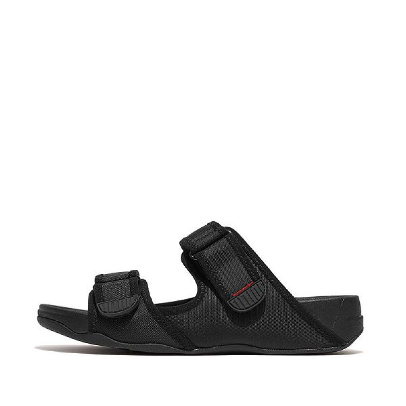 FitFlop Gogh-Moc Adjustable Water Resistant Men\'s Slides Black | 530PLODRG