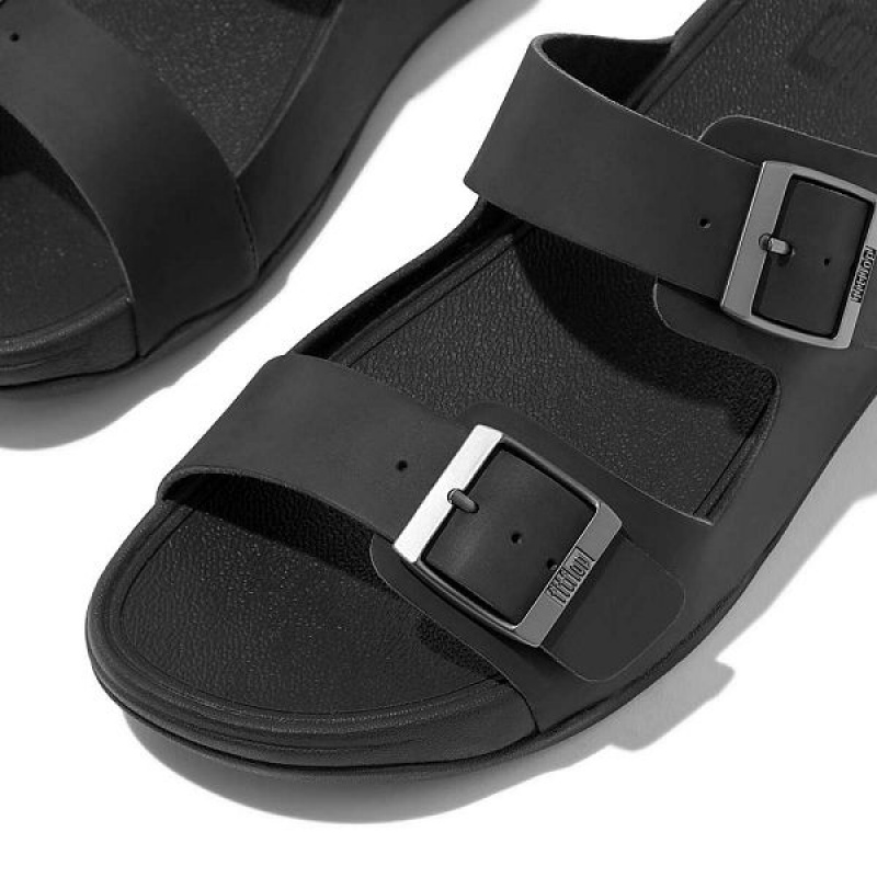 FitFlop Gogh-Moc Buckle Nubuck Men's Slides Black | 387UGIZEC