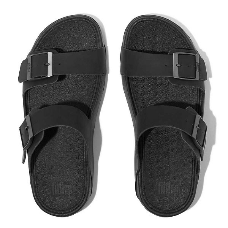 FitFlop Gogh-Moc Buckle Nubuck Men's Slides Black | 387UGIZEC