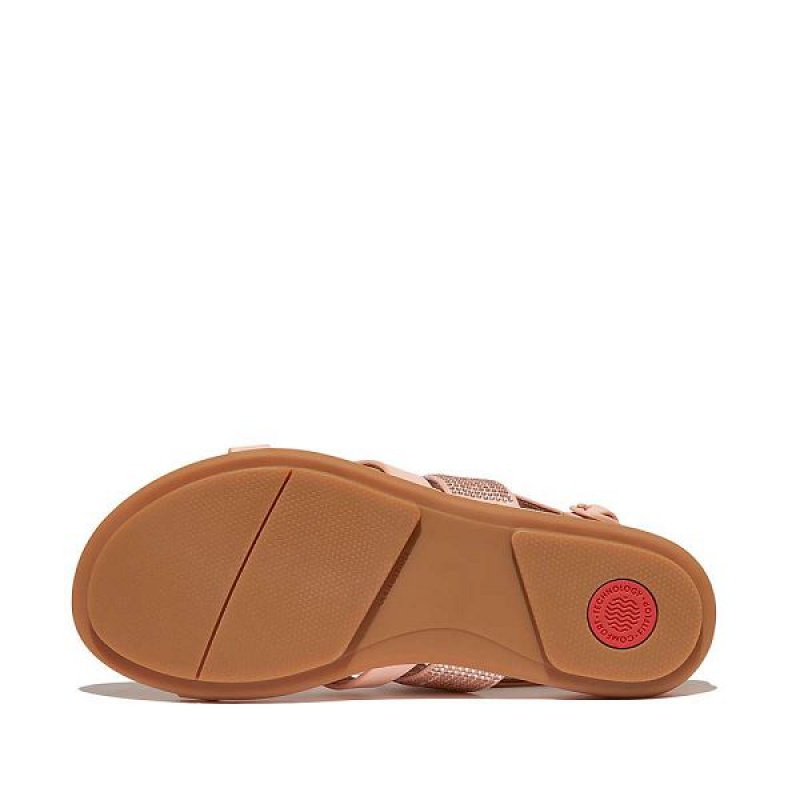 FitFlop Gracie Crystal Leather Strappy Back-Strap Women's Sandals Brown / Coral | 305MPYEAQ