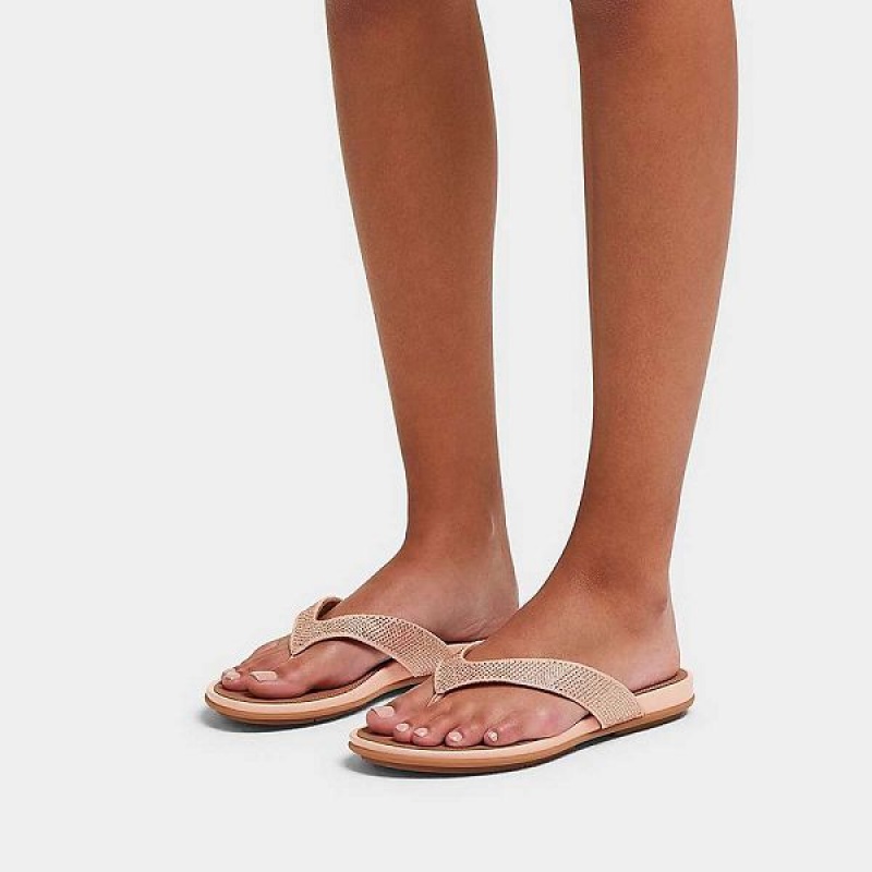 FitFlop Gracie Crystal Women's Flip Flops Brown / Beige | 142SDCFVL