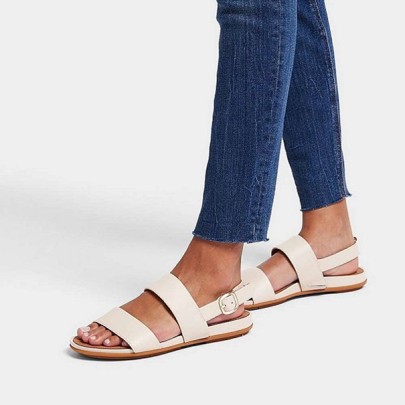 FitFlop Gracie Leather Back-Strap Women's Sandals Grey / Beige | 713JUWCKN