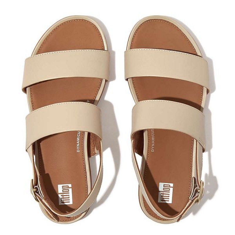 FitFlop Gracie Leather Back-Strap Women's Sandals Grey / Beige | 713JUWCKN