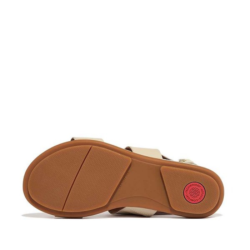 FitFlop Gracie Leather Back-Strap Women's Sandals Grey / Beige | 713JUWCKN