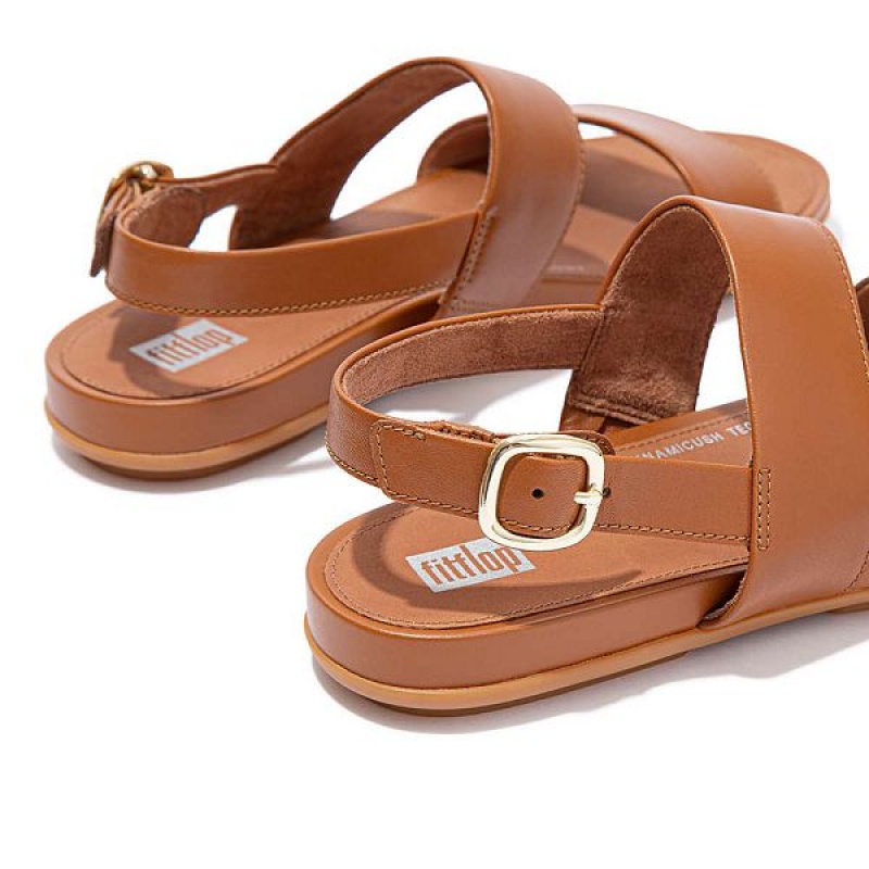 FitFlop Gracie Leather Back-Strap Women's Sandals Light Brown | 420GBNSLQ