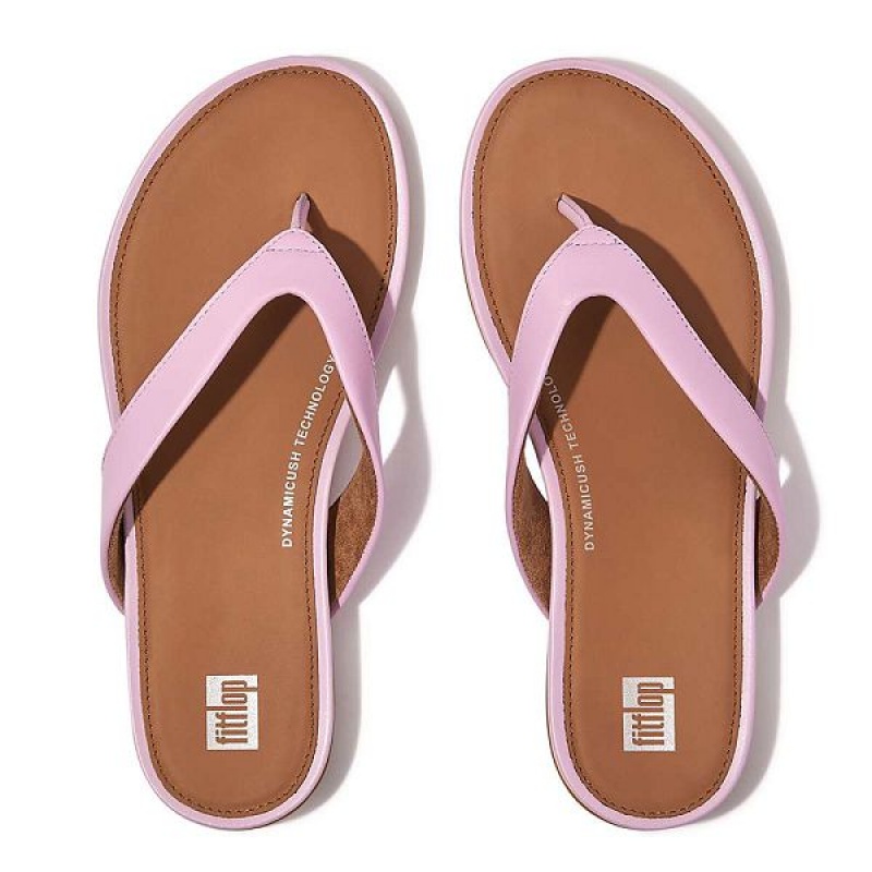 FitFlop Gracie Leather Women's Flip Flops Purple | 675EYCAQS