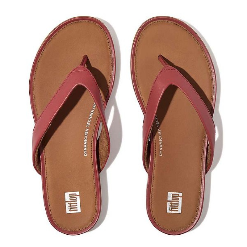 FitFlop Gracie Leather Women's Flip Flops Red | 249EVSRLP