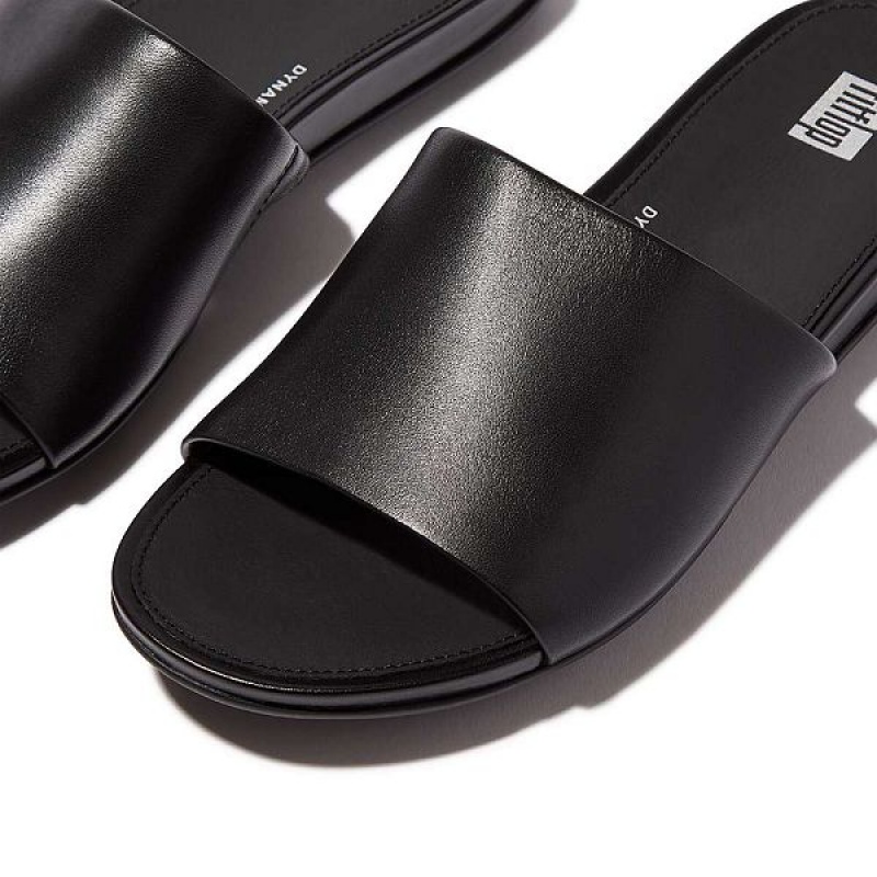 FitFlop Gracie Leather Women's Slides Black | 958ALYDHW