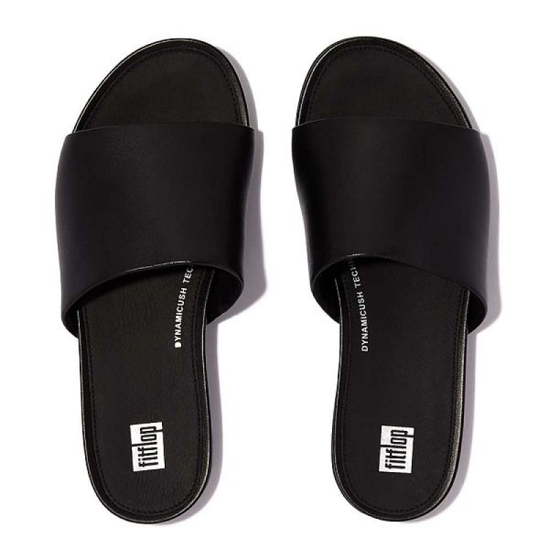 FitFlop Gracie Leather Women's Slides Black | 958ALYDHW