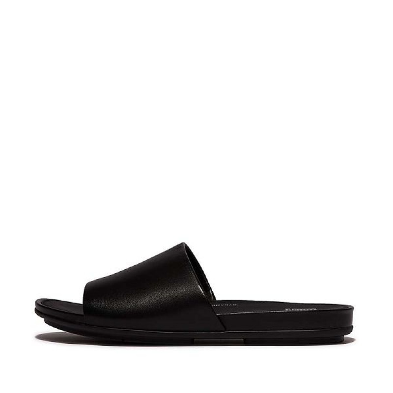 FitFlop Gracie Leather Women\'s Slides Black | 958ALYDHW