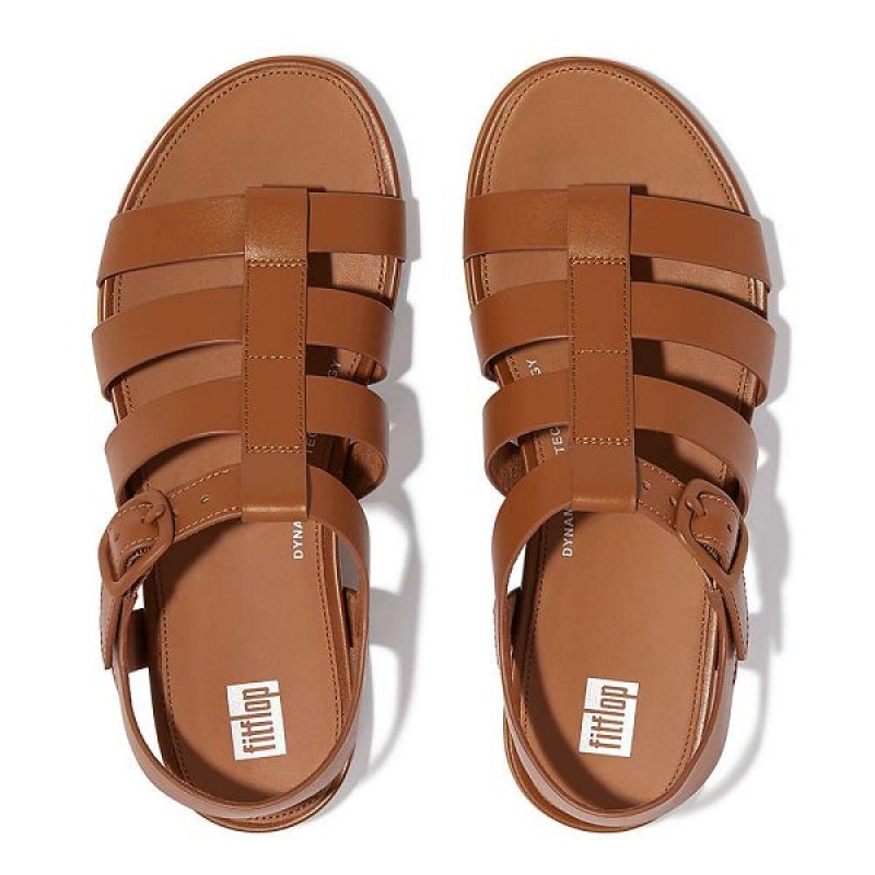 FitFlop Gracie Matt Buckle Leather Fisherman Women's Sandals Light Brown | 289OKBFXI