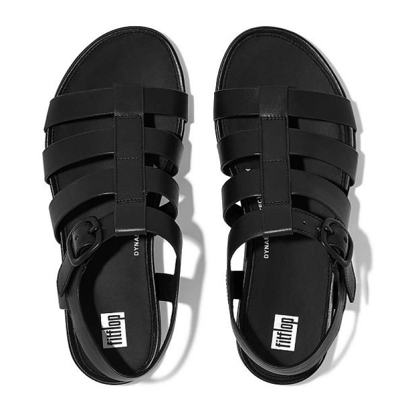 FitFlop Gracie Matt Buckle Leather Fisherman Women's Sandals Black | 825REGFBU