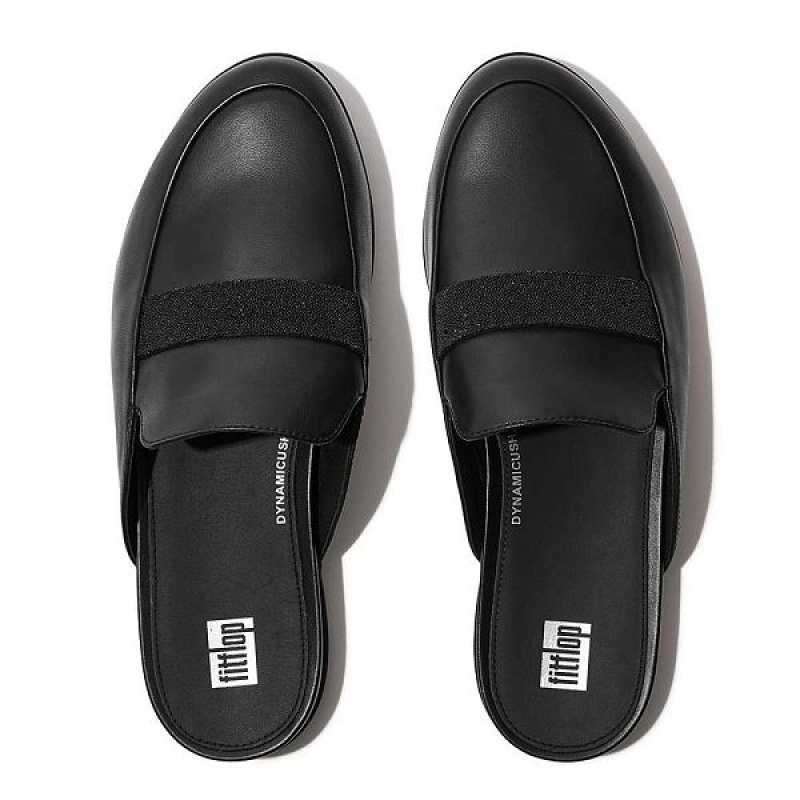 FitFlop Gracie Opul Trim Leather Women's Mules Black | 817OWALEF