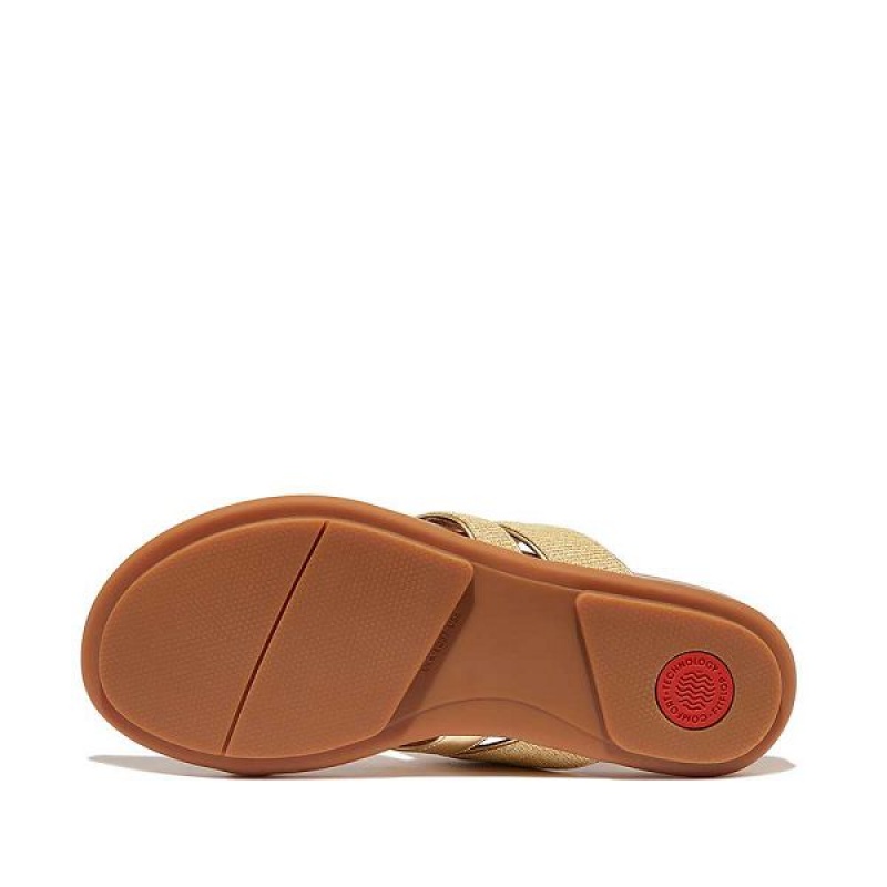 FitFlop Gracie Shimmerlux Strappy Toe-Post Women's Sandals Brown / Gold | 148ZPSUER