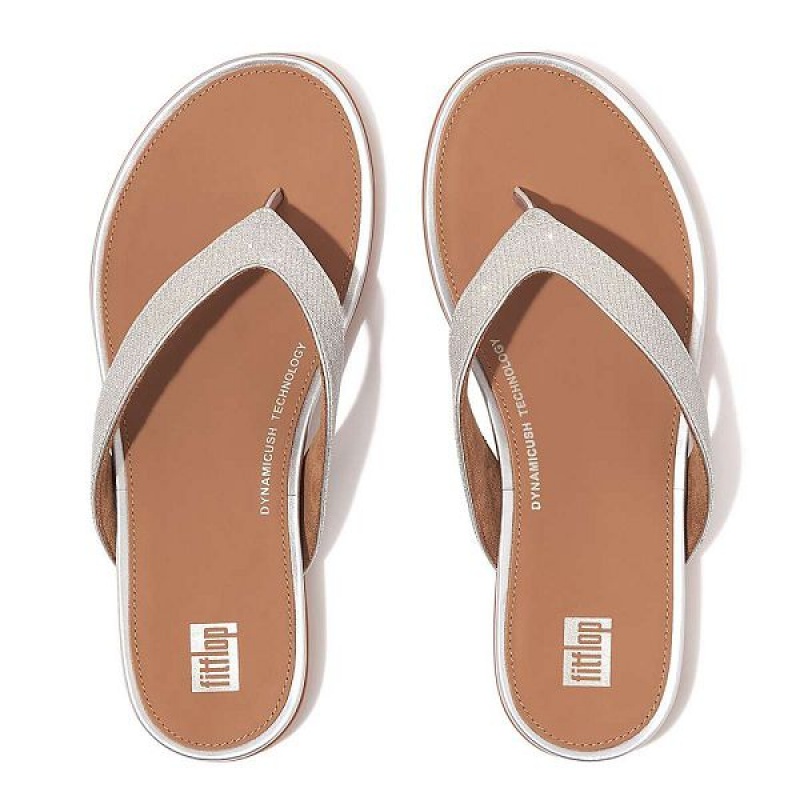 FitFlop Gracie Shimmerlux Women's Flip Flops Silver | 852QDISHK