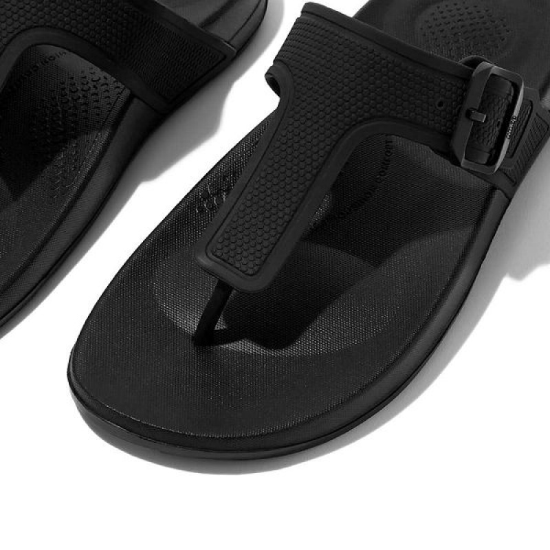 FitFlop Iqushion Adjustable Buckle Women's Flip Flops Black | 790GXSQBT