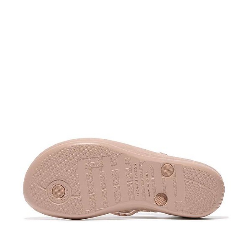 FitFlop Iqushion Art Webbing Ergonomic Women's Flip Flops Beige | 612BRPOSI