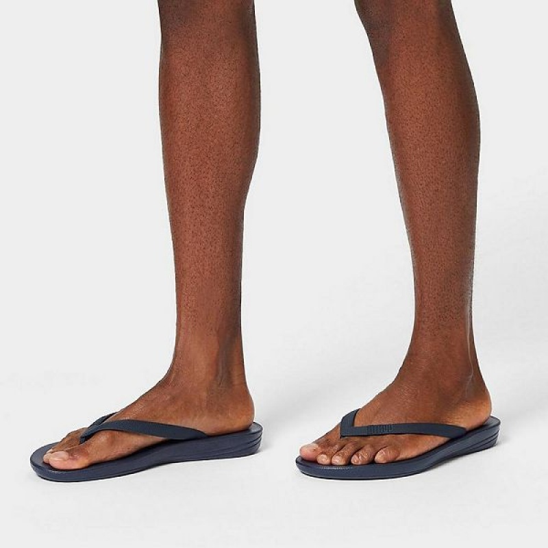 FitFlop Iqushion Ergonomic Men's Flip Flops Navy | 459NZVLTO