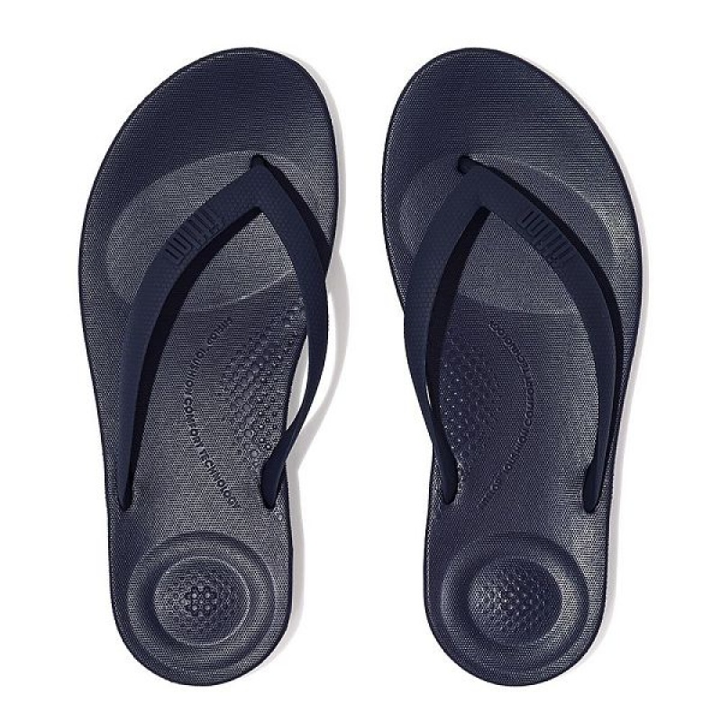 FitFlop Iqushion Ergonomic Men's Flip Flops Navy | 459NZVLTO