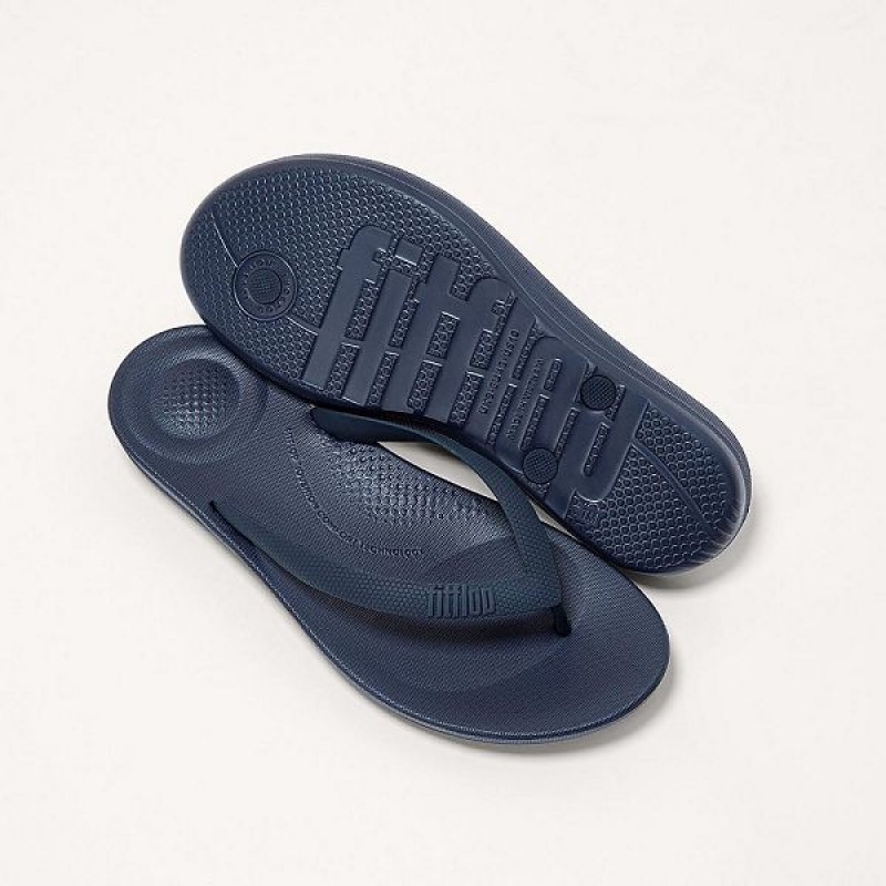 FitFlop Iqushion Ergonomic Men's Flip Flops Navy | 459NZVLTO