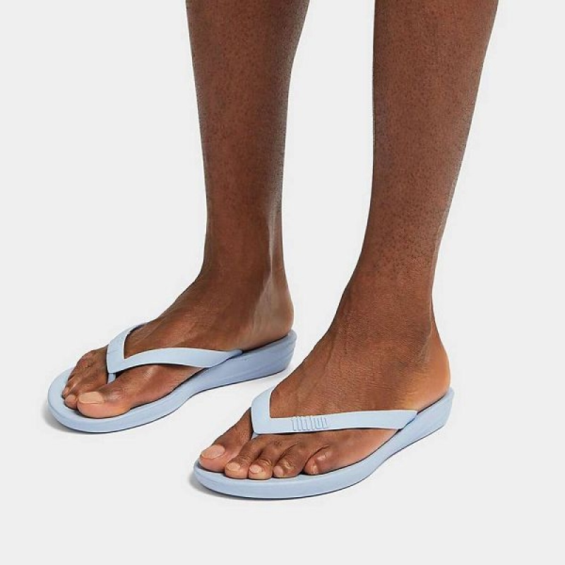 FitFlop Iqushion Ergonomic Men's Flip Flops Blue | 642RAGDUT