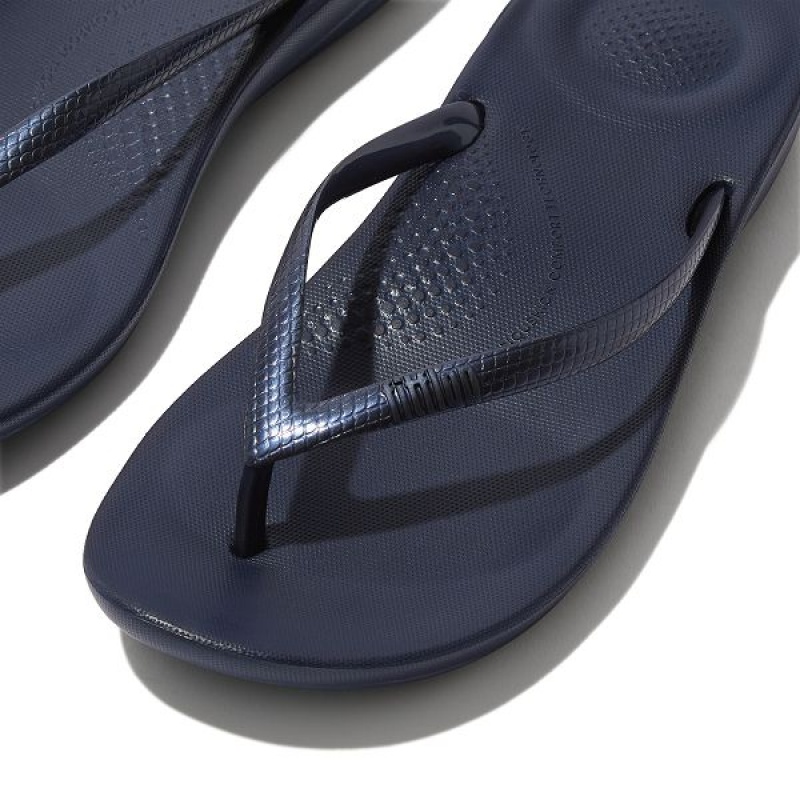 FitFlop Iqushion Ergonomic Women's Flip Flops Navy | 169IUXTLH