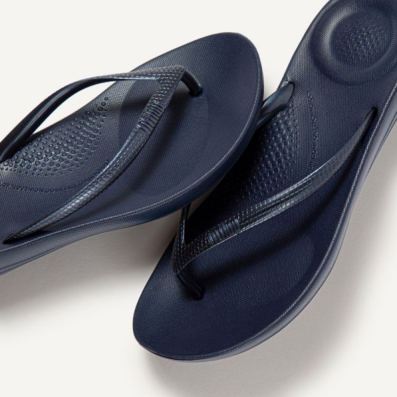 FitFlop Iqushion Ergonomic Women's Flip Flops Navy | 169IUXTLH