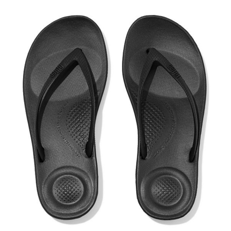 FitFlop Iqushion Ergonomic Women's Flip Flops Black | 931QWUZMR