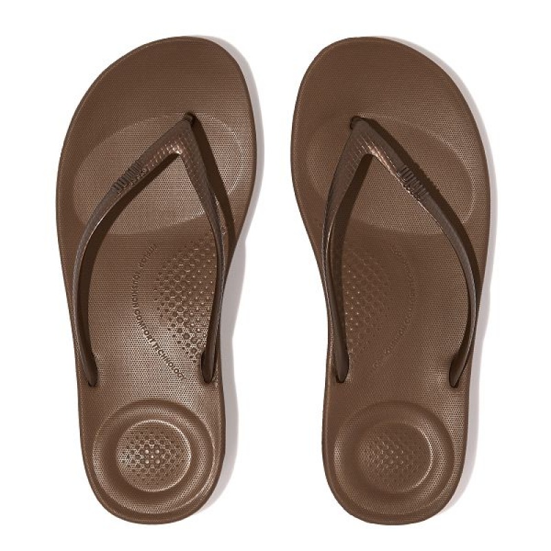 FitFlop Iqushion Ergonomic Women's Flip Flops Brown | 028NCQVJM