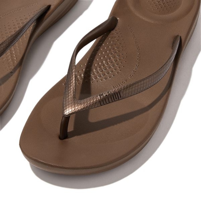 FitFlop Iqushion Ergonomic Women's Flip Flops Brown | 028NCQVJM