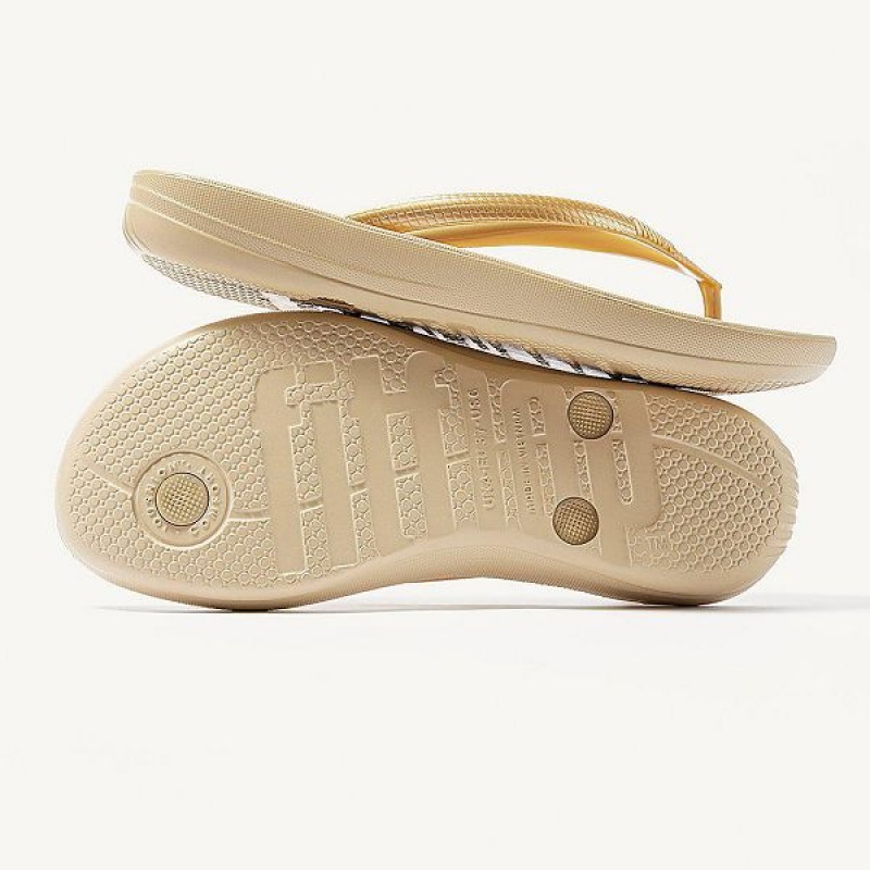 FitFlop Iqushion Ergonomic Women's Flip Flops Gold | 830NWOGKJ